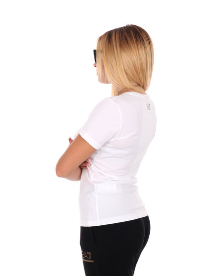 T-SHIRT CON LOGO SLIM EA7 EMPORIO ARMANI DA DONNA BIANCO
