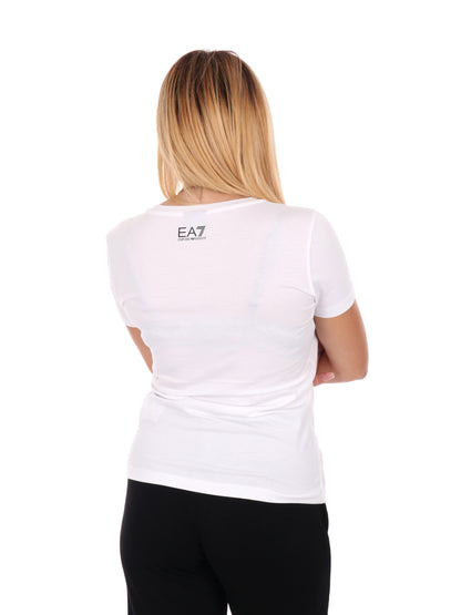 T-SHIRT CON LOGO SLIM EA7 EMPORIO ARMANI DA DONNA BIANCO