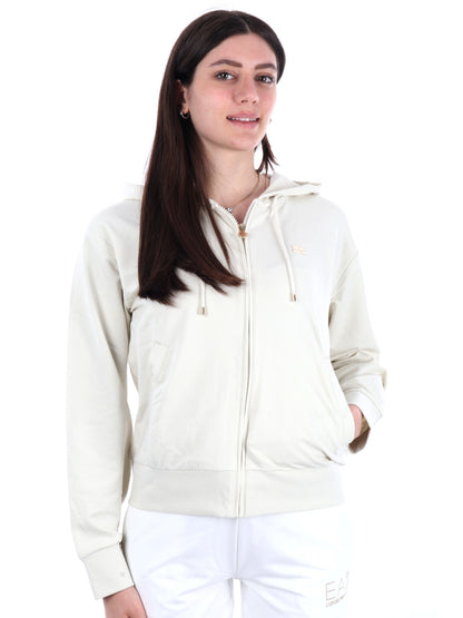 EA7 FELPA ZIP+CAPPUC - PANNA
