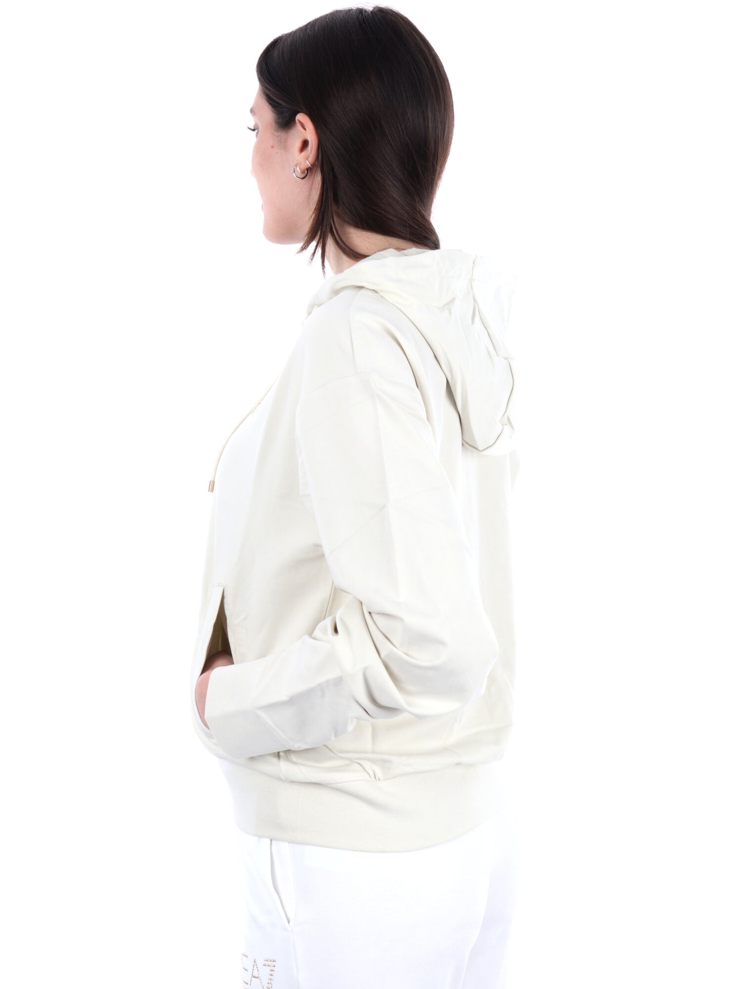 EA7 FELPA ZIP+CAPPUC - PANNA