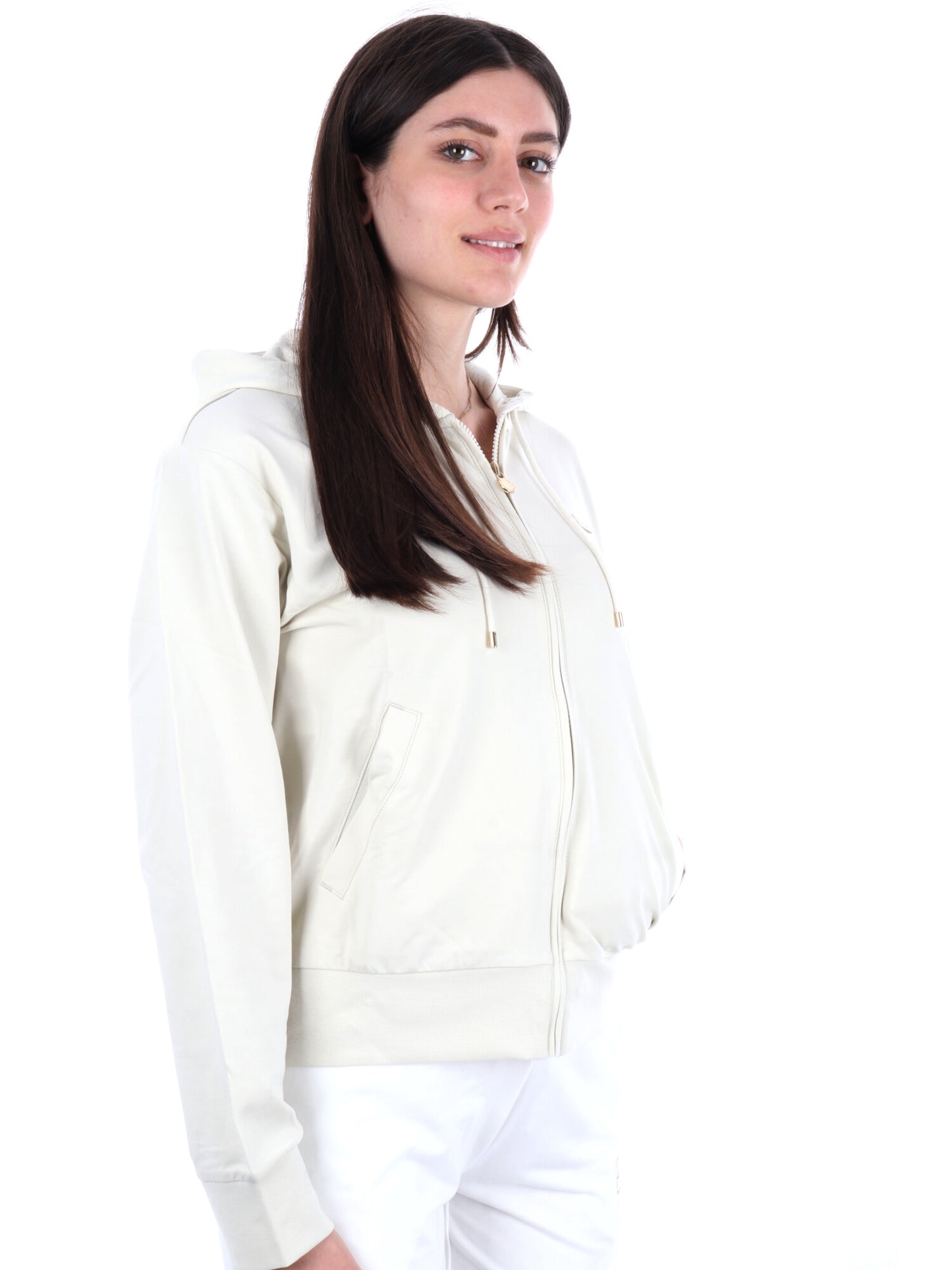 EA7 FELPA ZIP+CAPPUC - PANNA