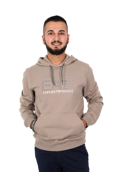 Felpa con cappuccio da uomo beige Ea7 Emporio Armani