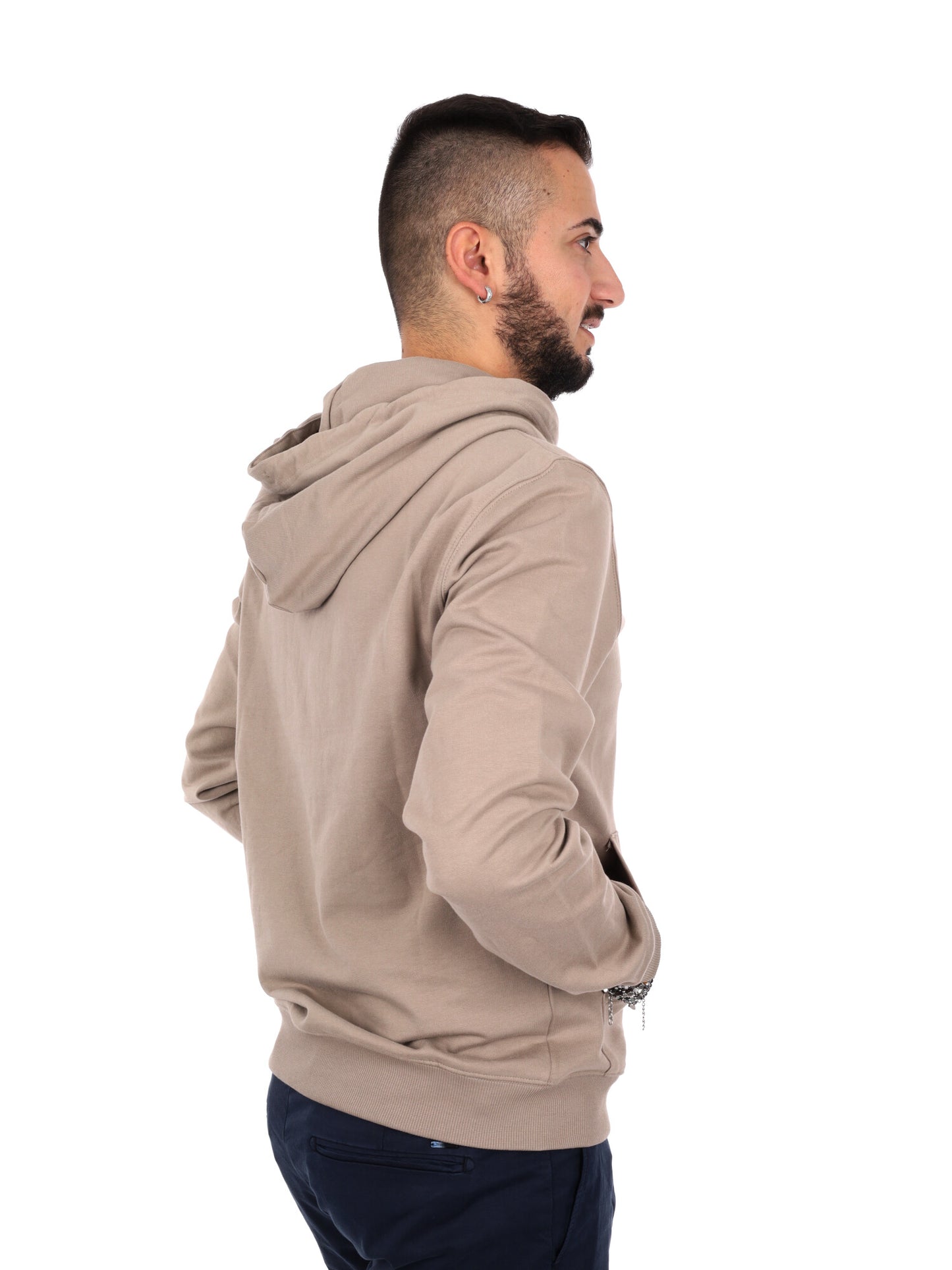 Felpa con cappuccio da uomo beige Ea7 Emporio Armani