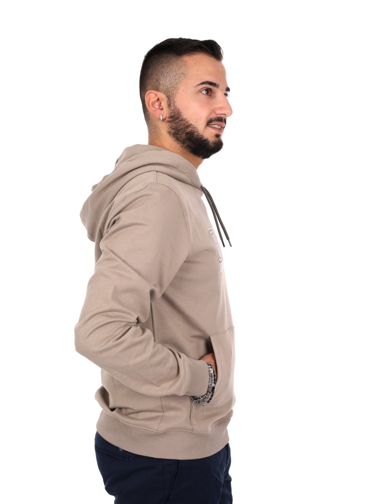 Felpa con cappuccio da uomo beige Ea7 Emporio Armani