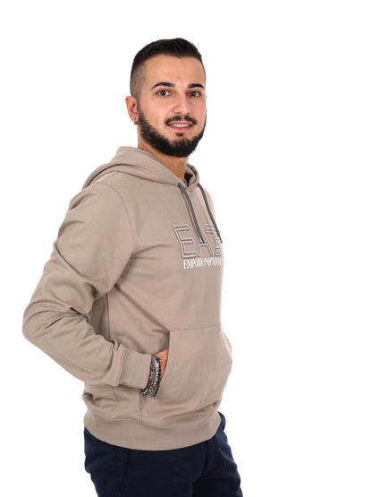 Felpa con cappuccio da uomo beige Ea7 Emporio Armani