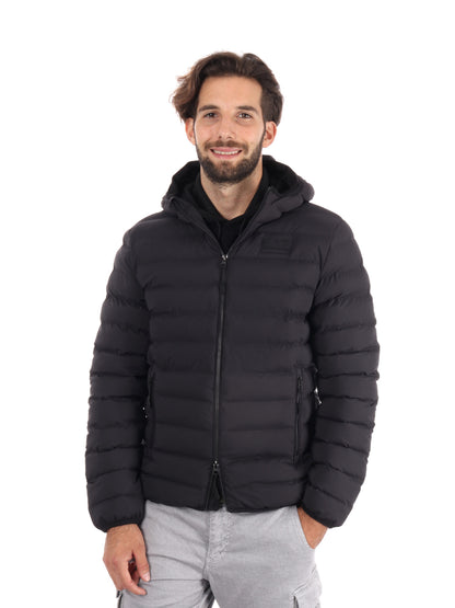 GIUBBINO IMBOTTITO CON CAPPUCCIO EA7 EMPORIO ARMANI DA UOMO NERO