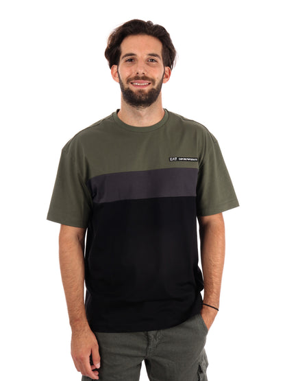 T-SHIRT TRAIN COLOUR EA7 EMPORIOA RMANI DA UOMO VERDE NERO