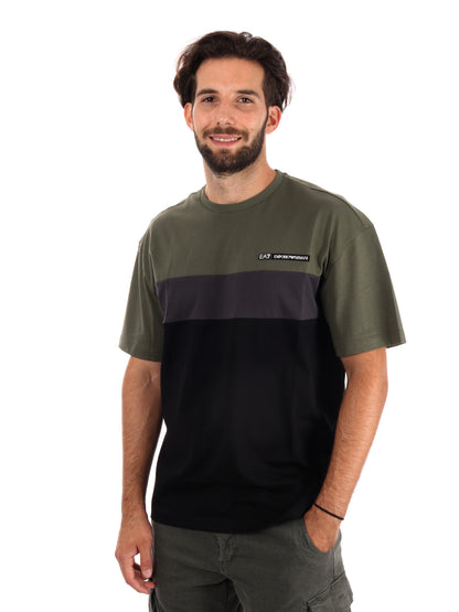 T-SHIRT TRAIN COLOUR EA7 EMPORIOA RMANI DA UOMO VERDE NERO