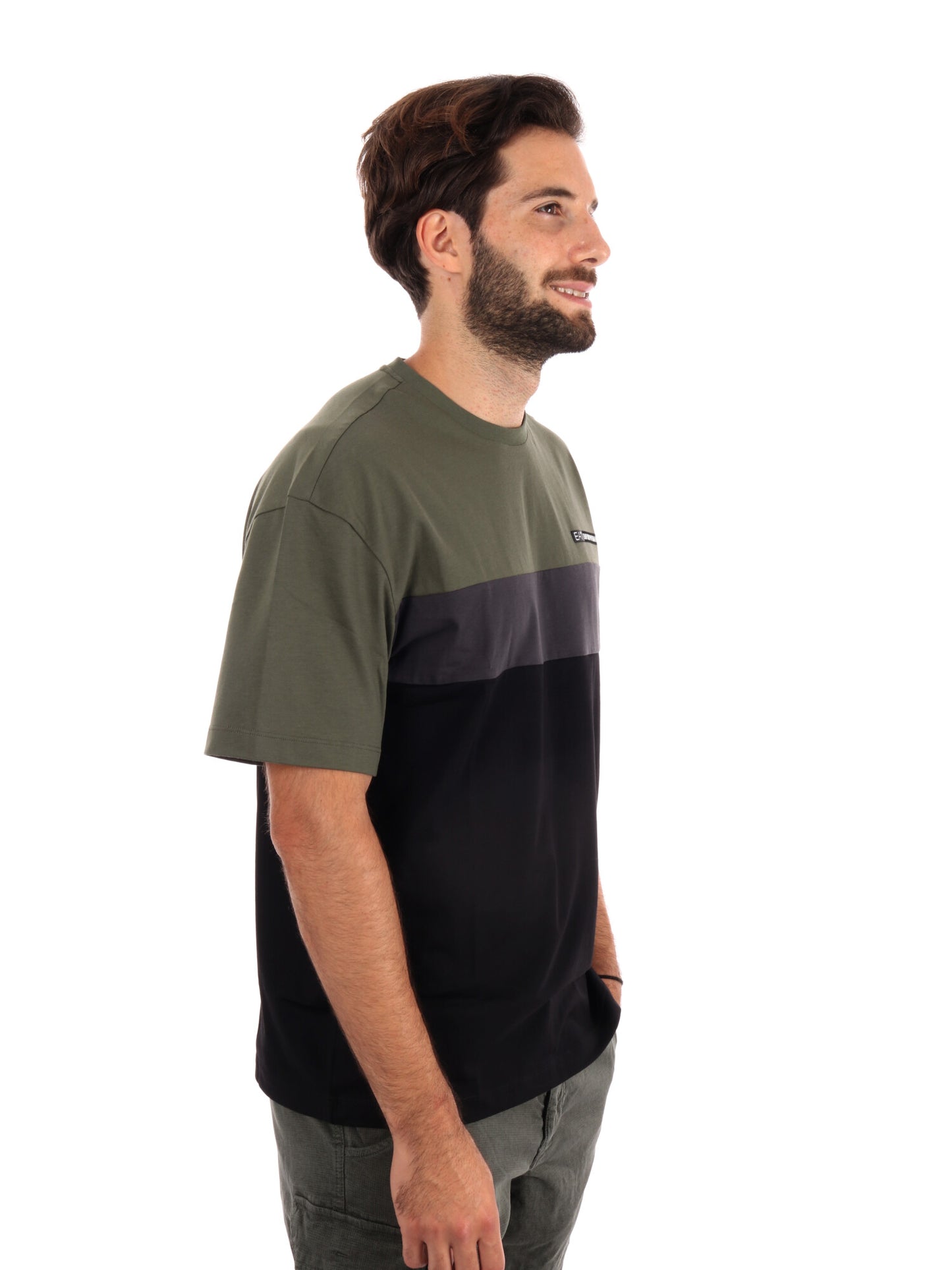 T-SHIRT TRAIN COLOUR EA7 EMPORIOA RMANI DA UOMO VERDE NERO