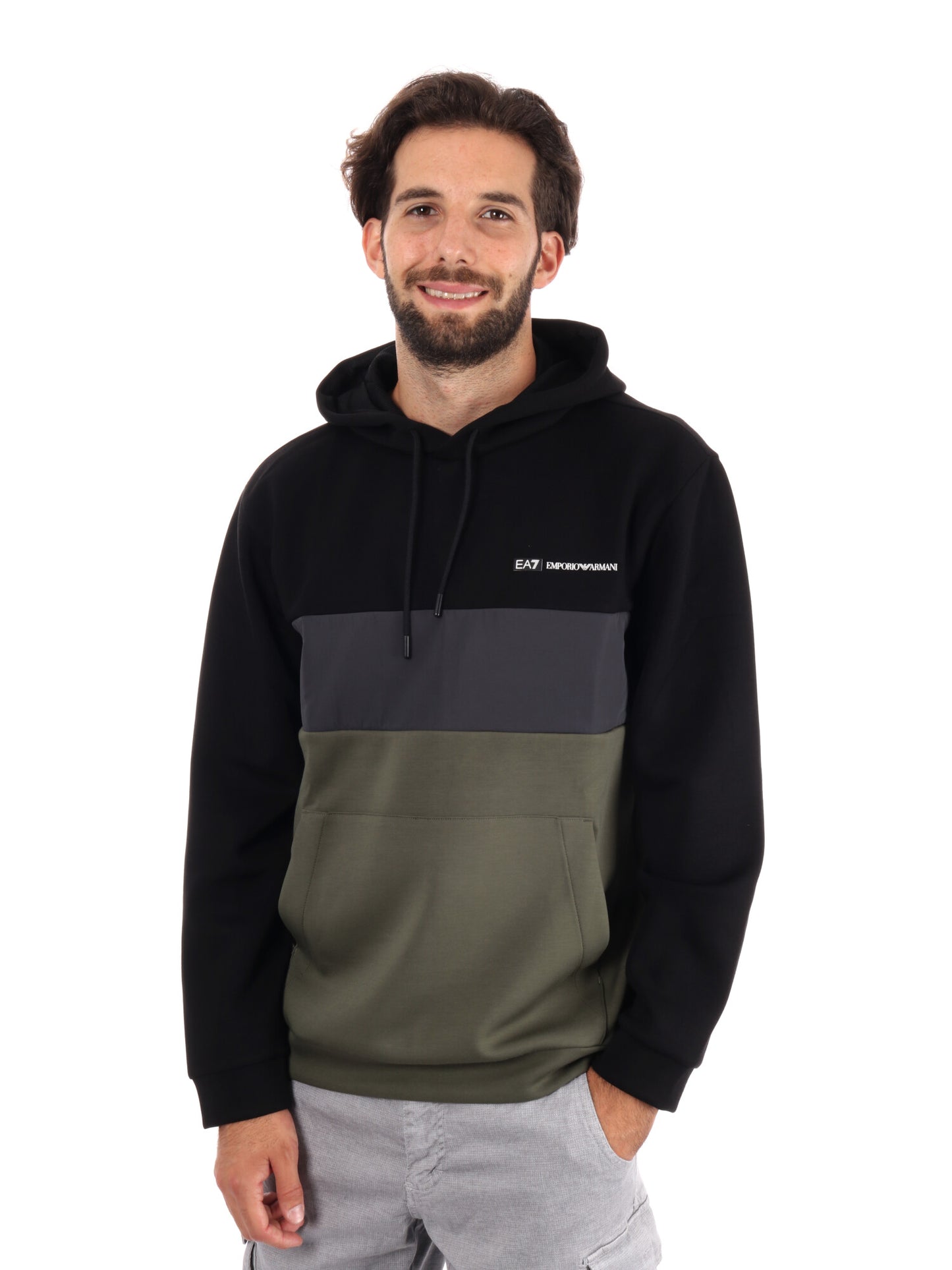 FELPA TRAIN COLOUR EA7 EMPORIO ARMANI DA UOMO NERO-VERDE