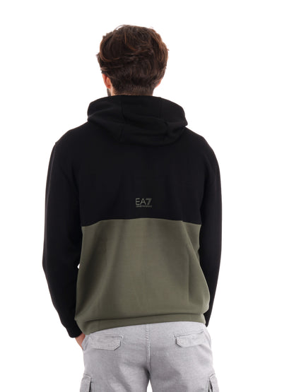 FELPA TRAIN COLOUR EMPORIO ARMANI 7 DA UOMO NERO-VERDE
