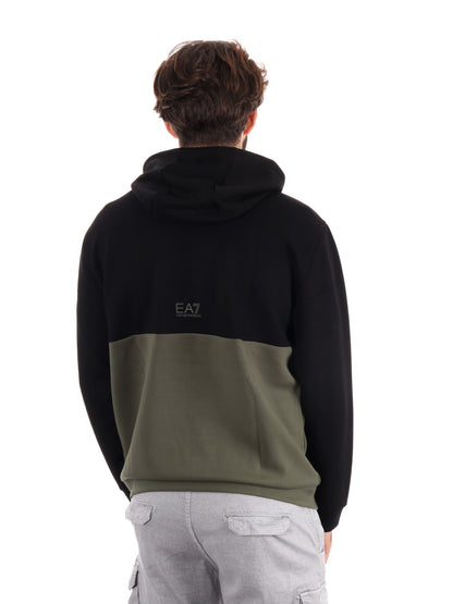 FELPA TRAIN COLOUR EMPORIO ARMANI 7 DA UOMO NERO-VERDE