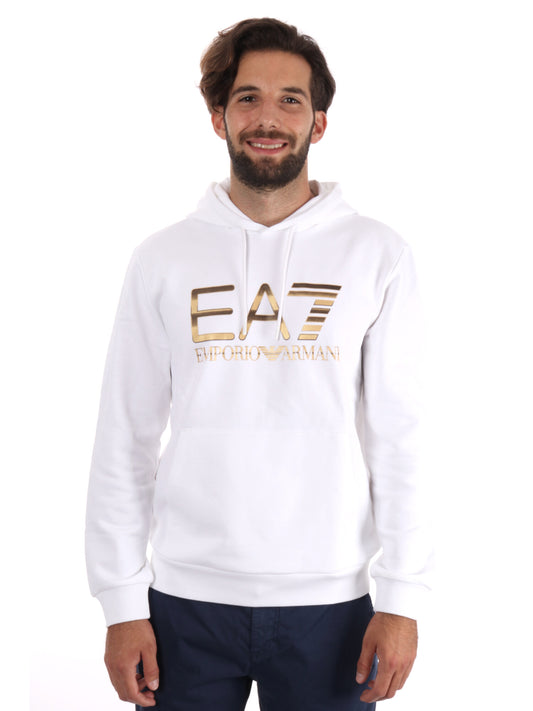 FELPA TRAIN LOGO EMPORIO ARMANI 7 DA UOMO BIANCO ORO
