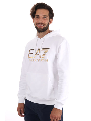FELPA TRAIN LOGO EMPORIO ARMANI 7 DA UOMO BIANCO ORO
