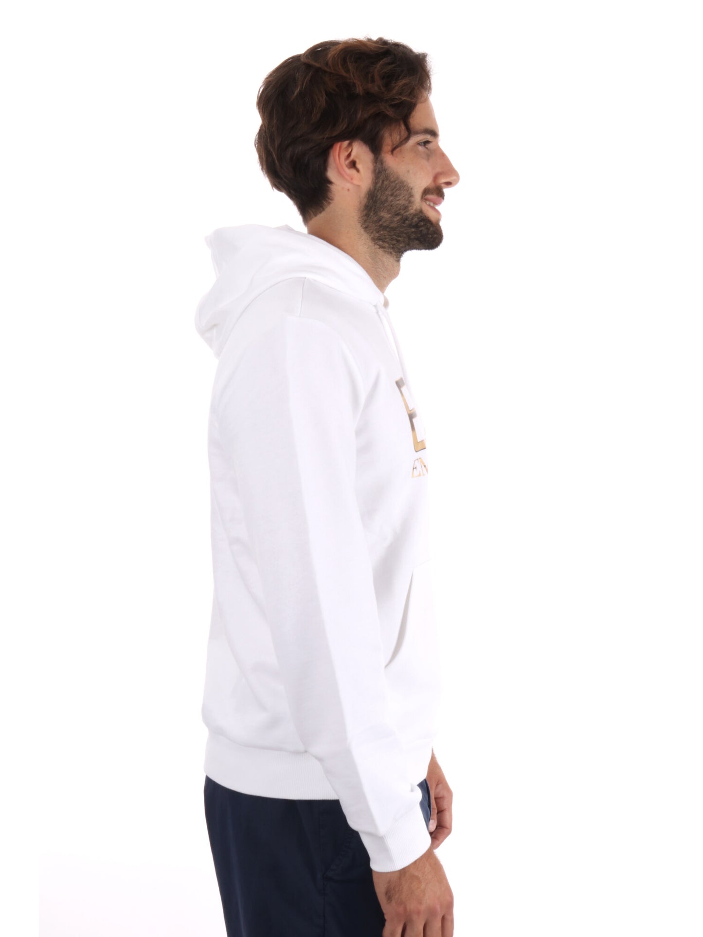 FELPA TRAIN LOGO EMPORIO ARMANI 7 DA UOMO BIANCO ORO