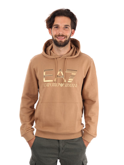 FELPA TRAIN LOGO EA7 EMPORIO ARMANI DA UOMO BEIGE