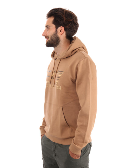 FELPA TRAIN LOGO EA7 EMPORIO ARMANI DA UOMO BEIGE
