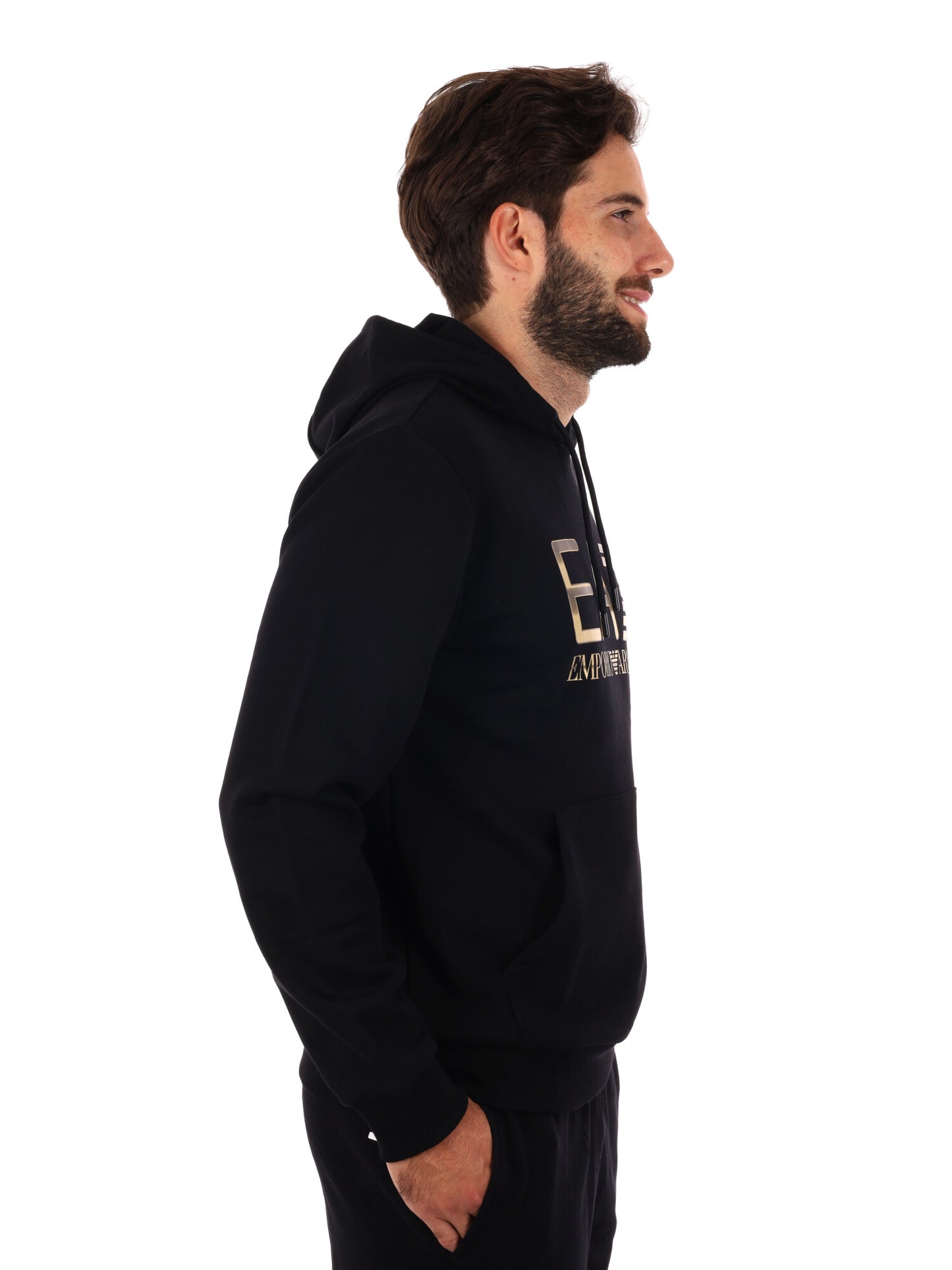 FELPA TRAIN LOGO EMPORIO ARMANI 7 DA UOMO NERO ORO