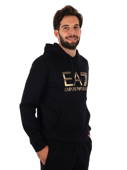 FELPA TRAIN LOGO EMPORIO ARMANI 7 DA UOMO NERO ORO