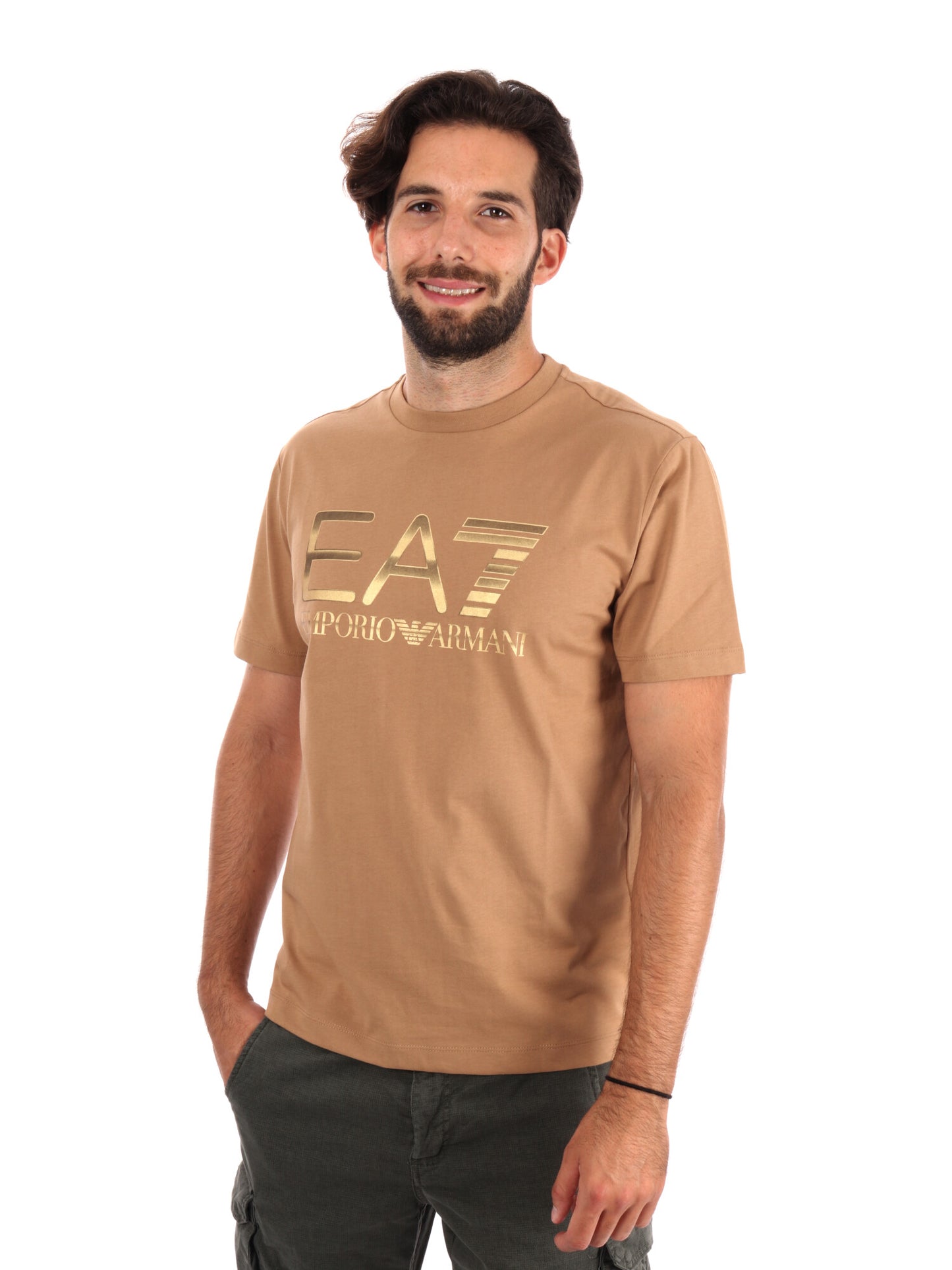 T-SHIRT LOGO SERIES EA7 EMPORIO ARMANI DA UOMO BEIGE