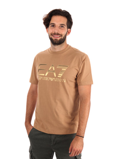 T-SHIRT LOGO SERIES EA7 EMPORIO ARMANI DA UOMO BEIGE