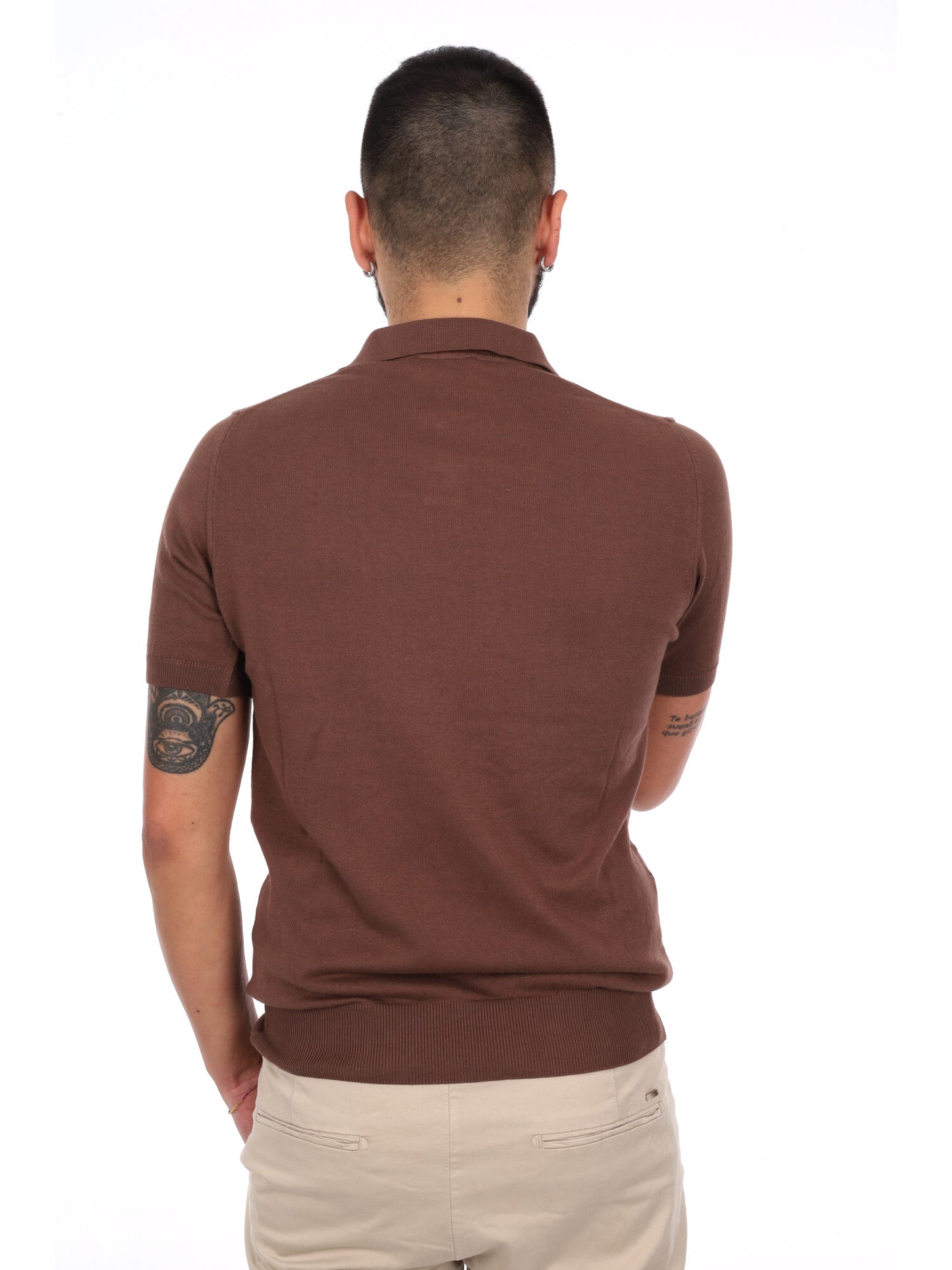 Polo Agnelli K085 da uomo in cotone marrone, stile casual