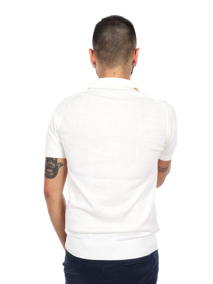 Polo da uomo Agnelli K652 in morbido cotone bianco con collo italiano