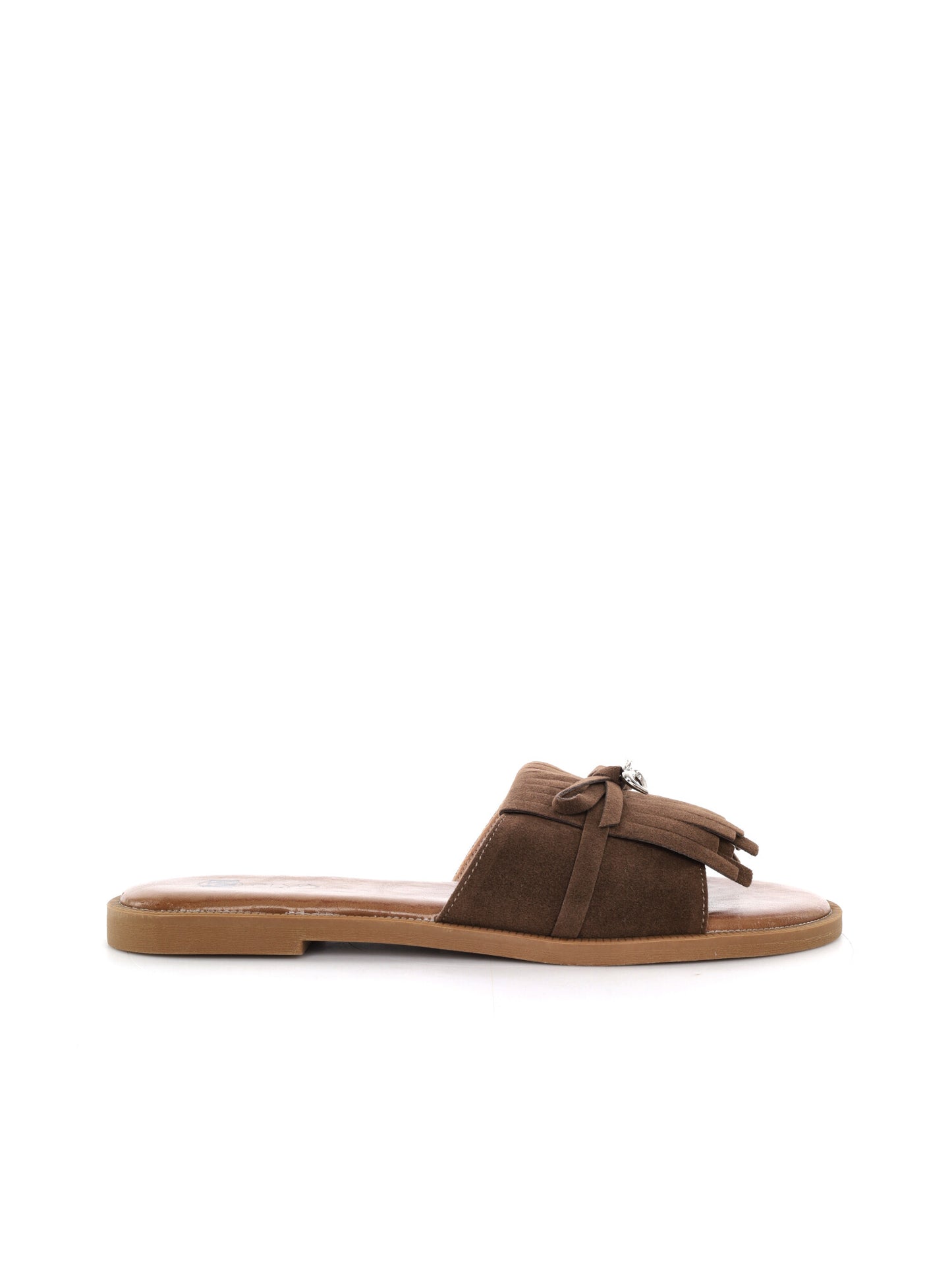 Clyo' ciabattina da donna beige con frange in stile naturale