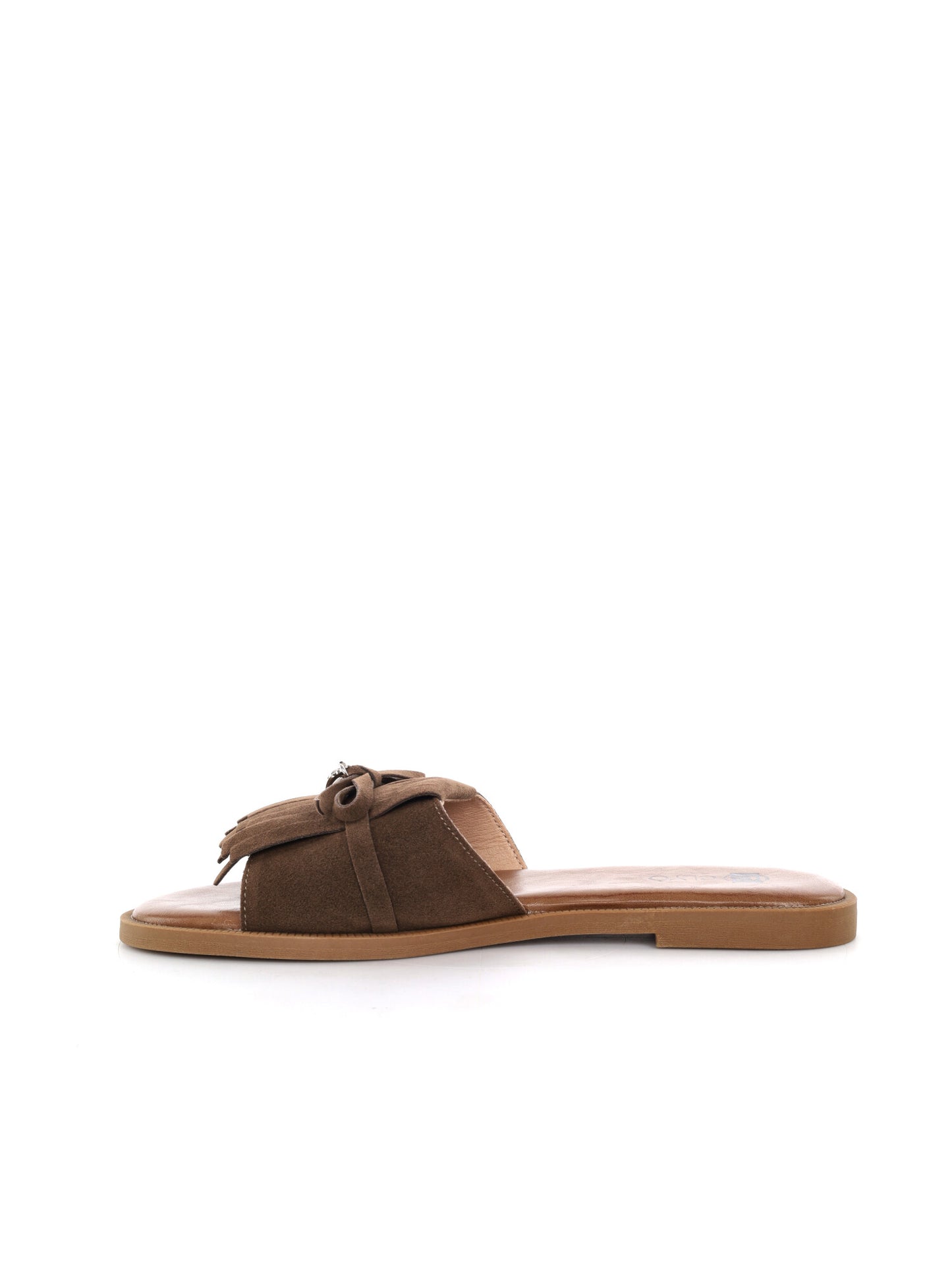 Clyo' ciabattina da donna beige con frange in stile naturale