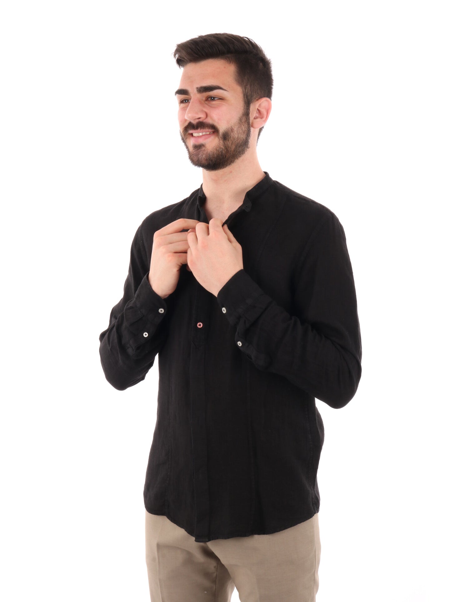 FB CAMICIA ML LINO - NERO