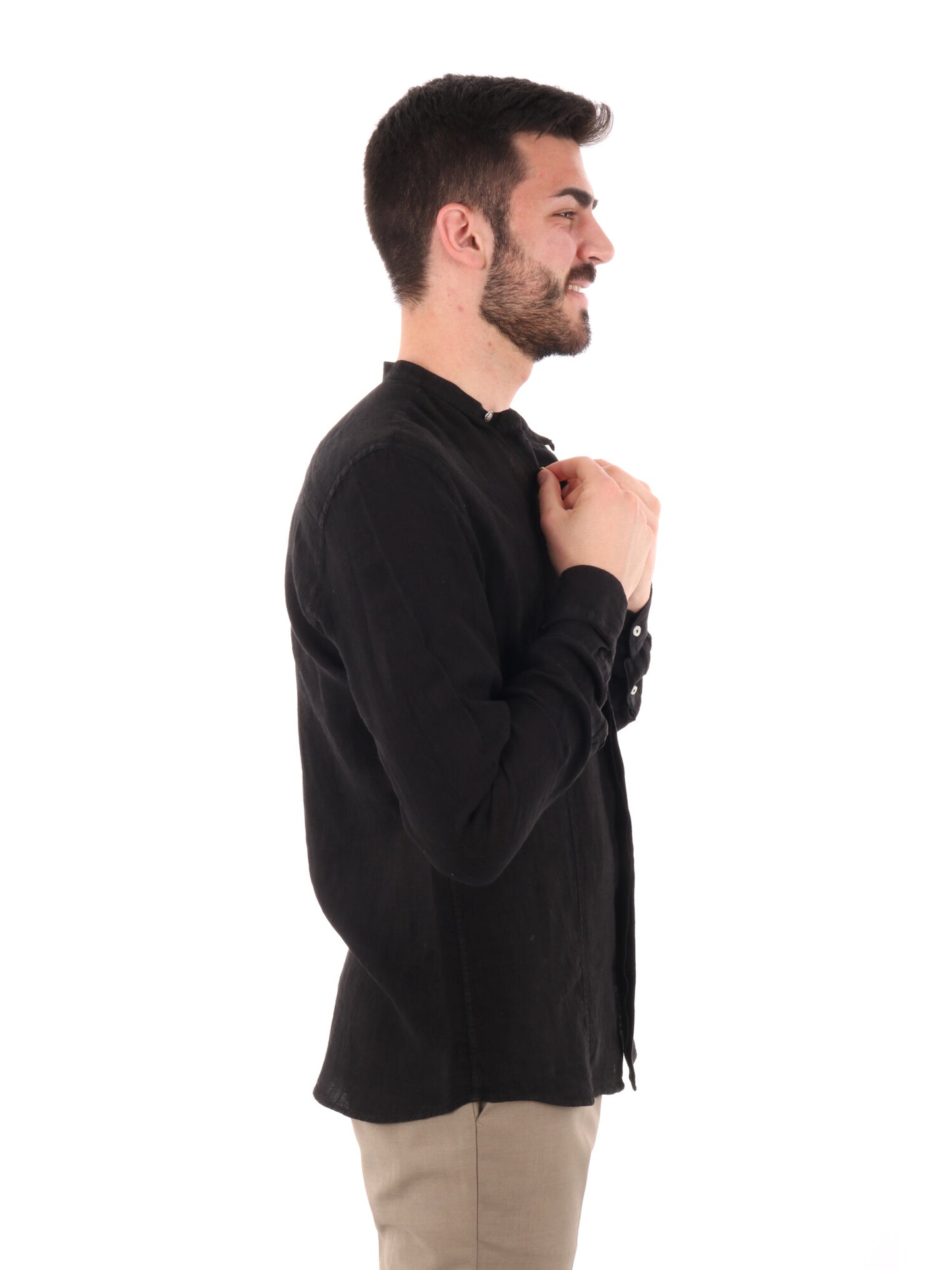 FB CAMICIA ML LINO - NERO