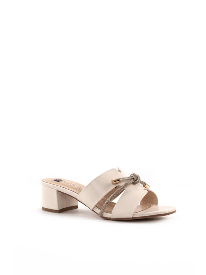 Clyo' sandali beige da donna con fascetta brillante e tacco elegante