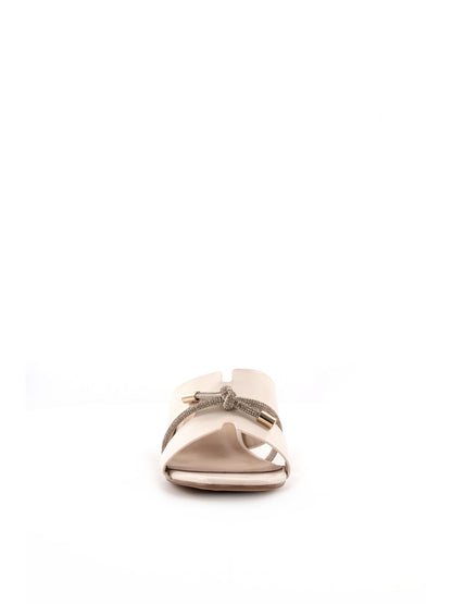 Clyo' sandali beige da donna con fascetta brillante e tacco elegante