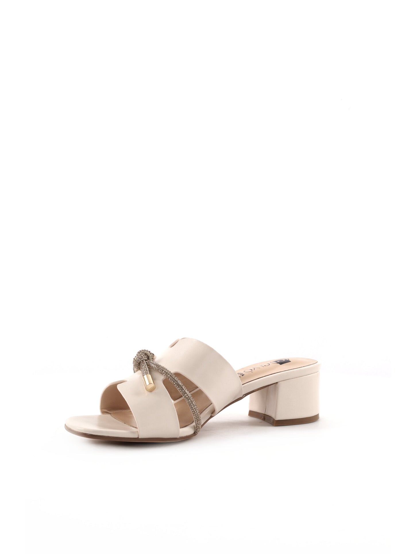 Clyo' sandali beige da donna con fascetta brillante e tacco elegante