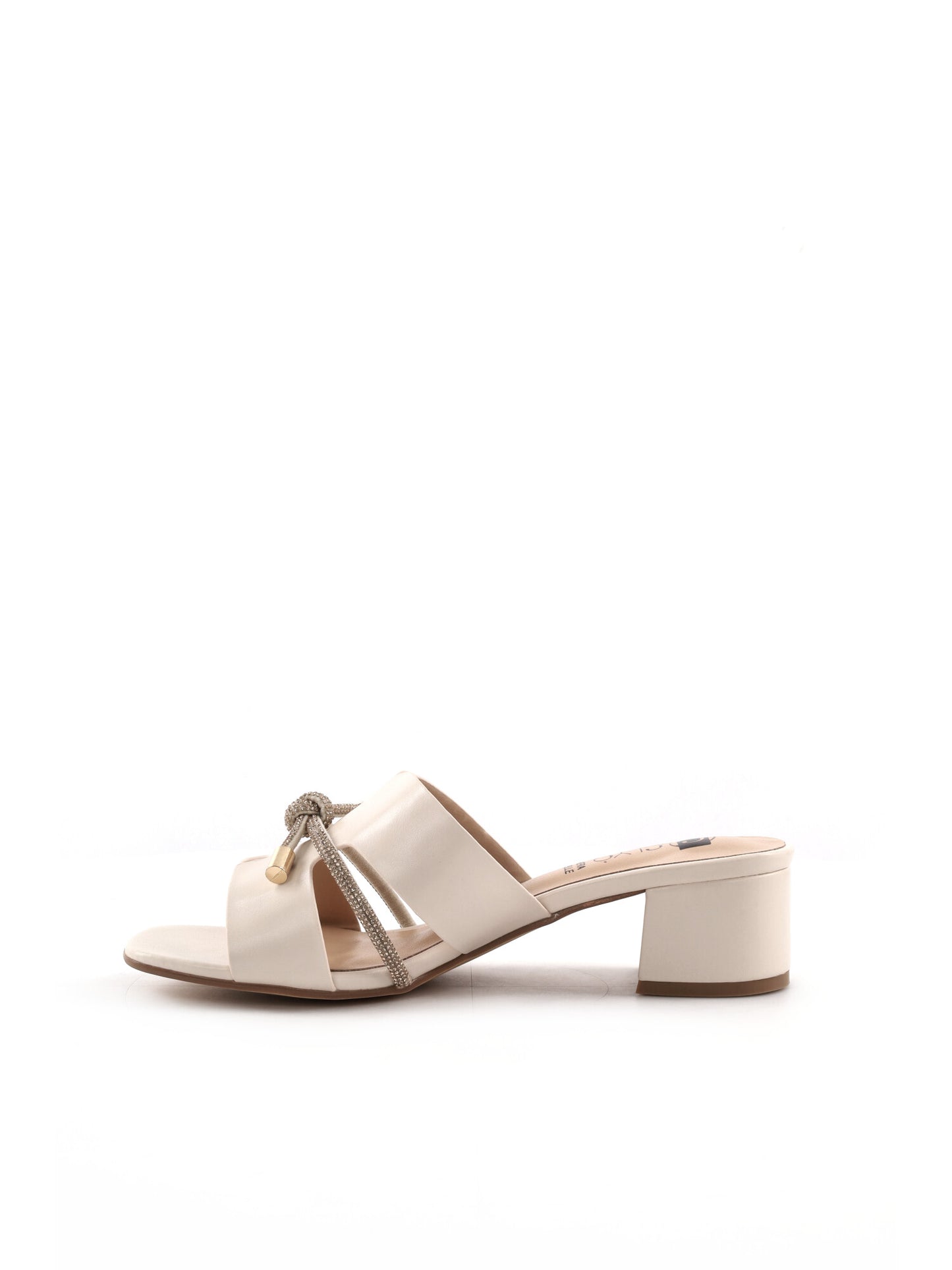 Clyo' sandali beige da donna con fascetta brillante e tacco elegante