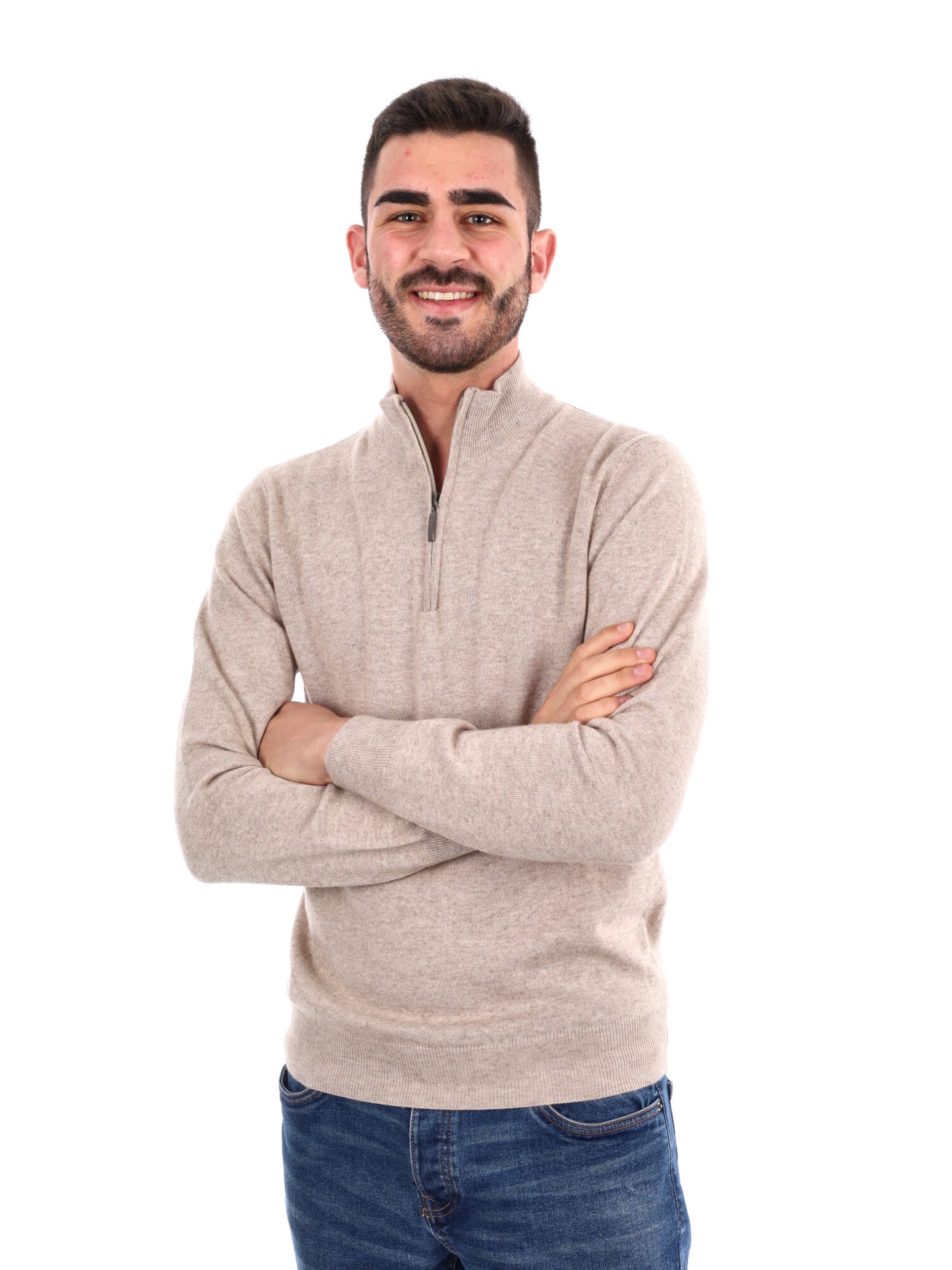 MAGLIA MEZZA ZIP FB UOMO BEIGE