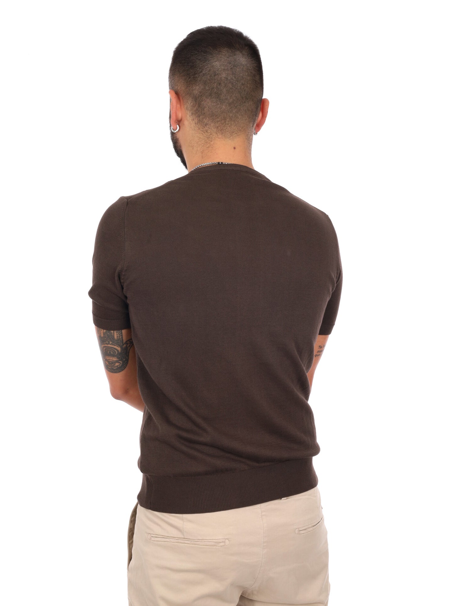 T-shirt da uomo FB Astori K074 in cotone color marrone dallo stile casual