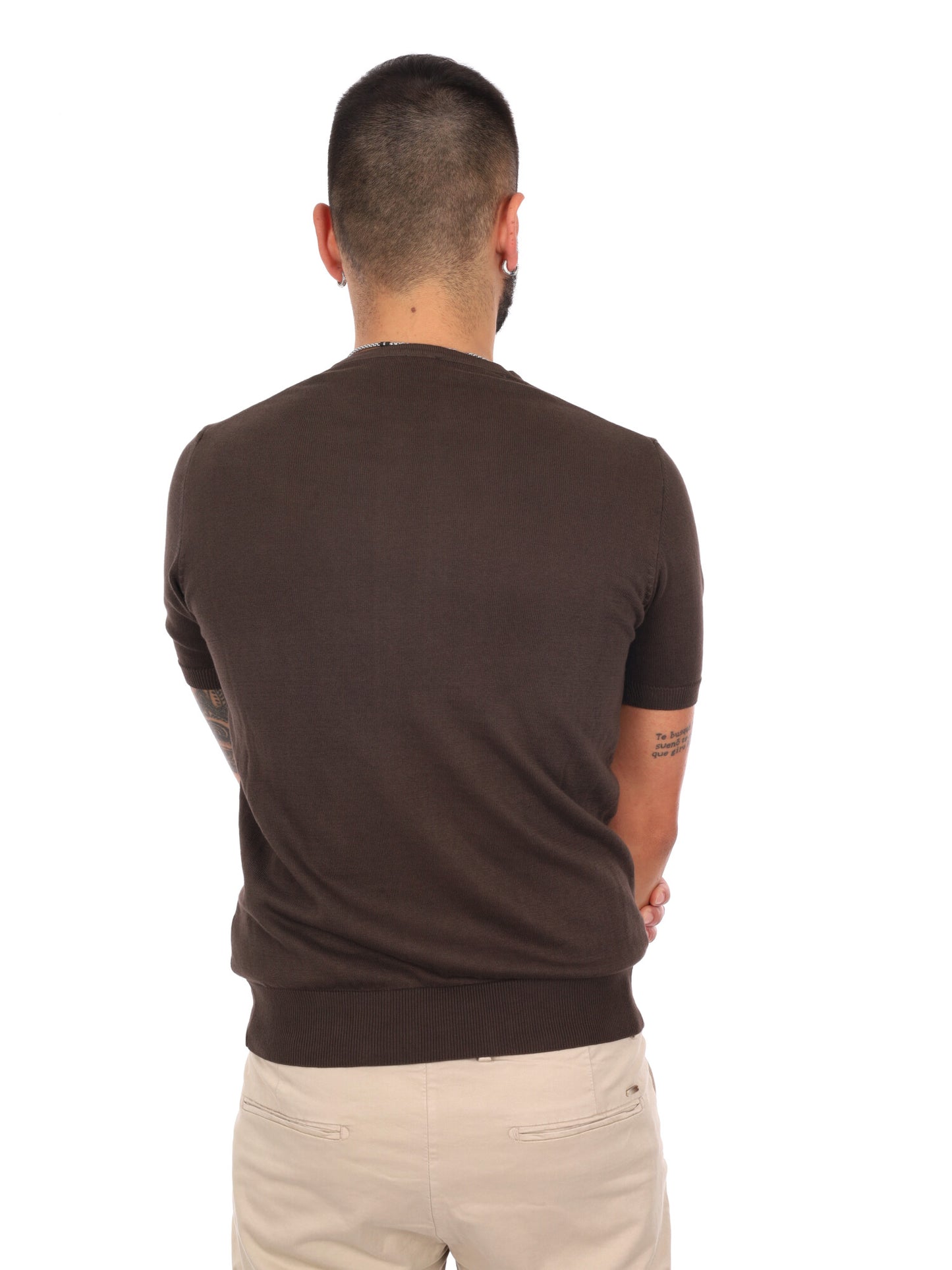 T-shirt da uomo FB Astori K074 in cotone color marrone dallo stile casual