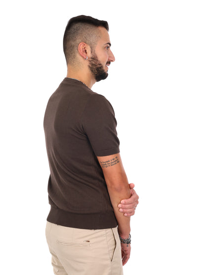 T-shirt da uomo FB Astori K074 in cotone color marrone dallo stile casual