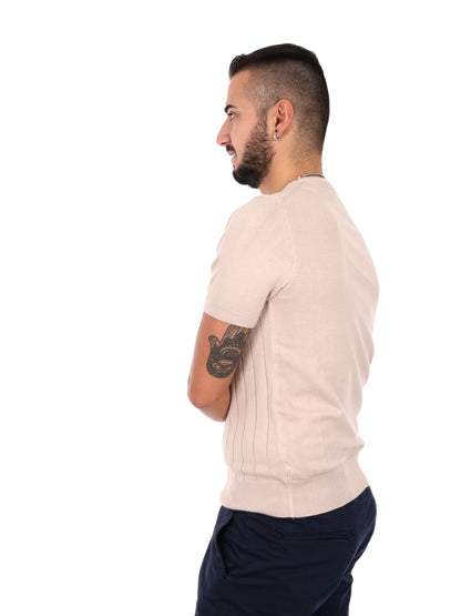 T-shirt beige FB Astori K079 da uomo a maniche corte
