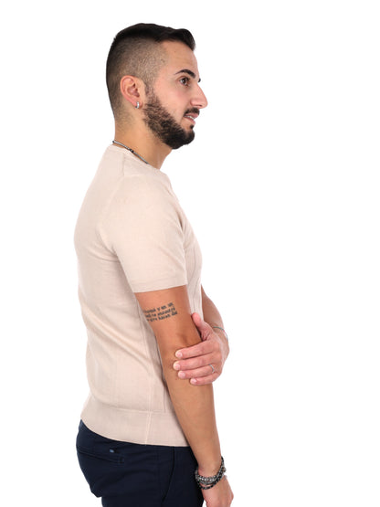 T-shirt beige FB Astori K079 da uomo a maniche corte