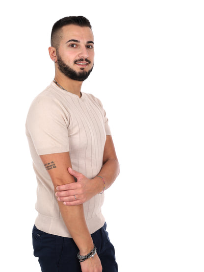 T-shirt beige FB Astori K079 da uomo a maniche corte