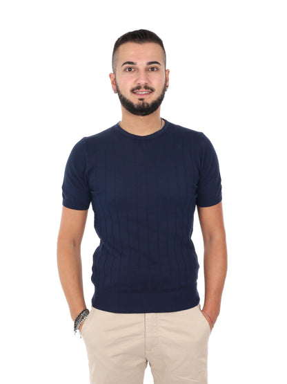 T-shirt girocollo blu da uomo Astori K228 in cotone