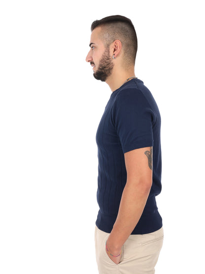 T-shirt girocollo blu da uomo Astori K228 in cotone
