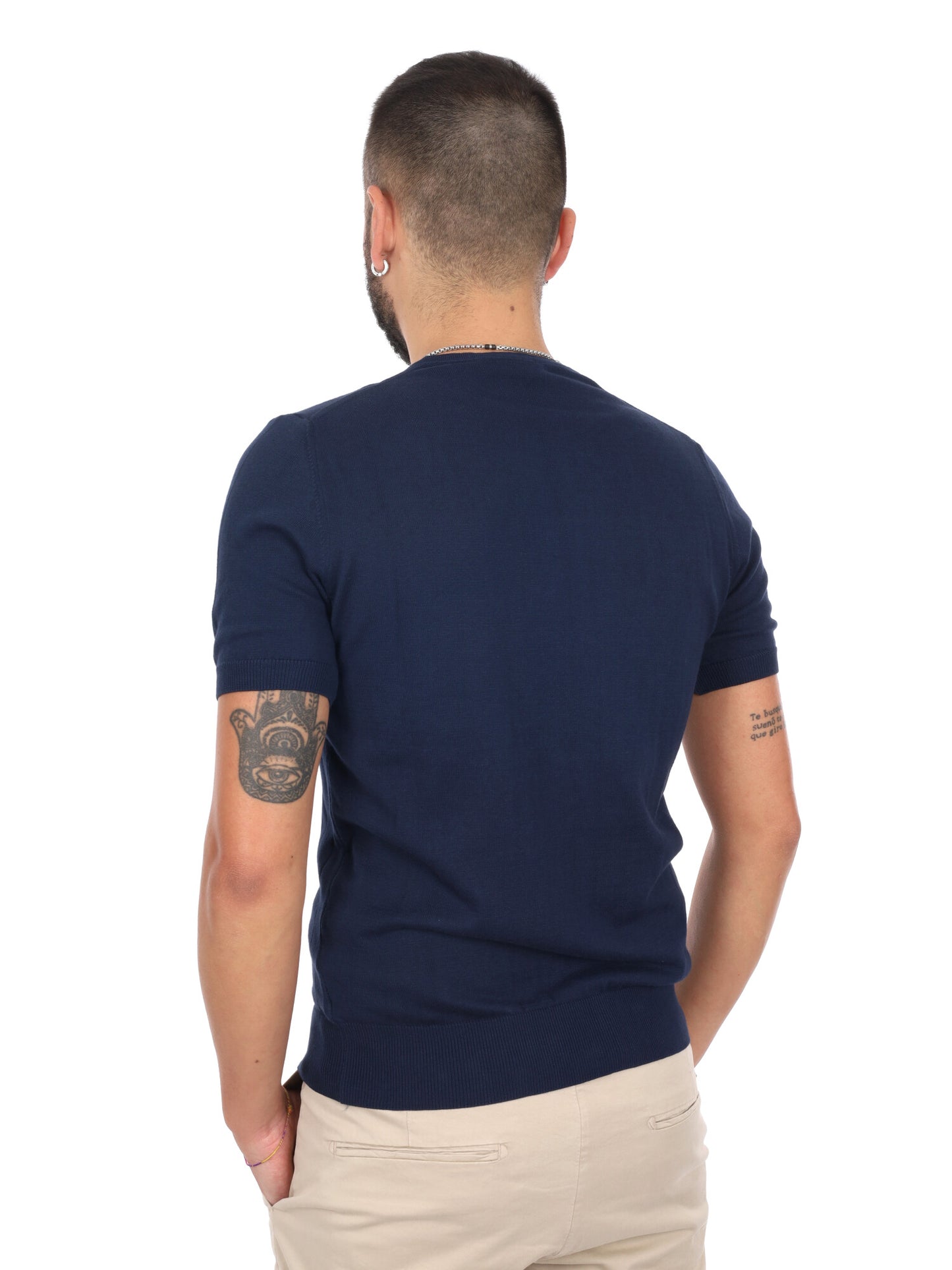T-shirt girocollo blu da uomo Astori K228 in cotone