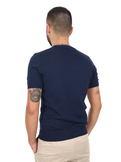 T-shirt girocollo blu da uomo Astori K228 in cotone