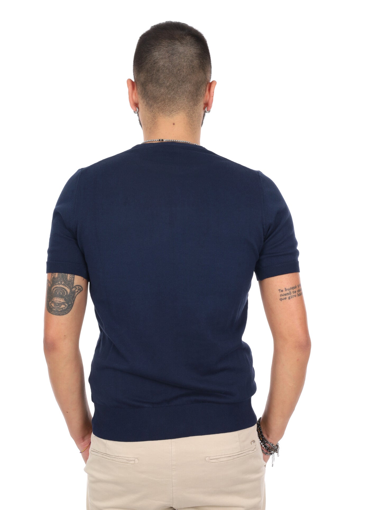 T-shirt girocollo blu da uomo Astori K228 in cotone