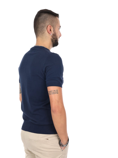 T-shirt girocollo blu da uomo Astori K228 in cotone