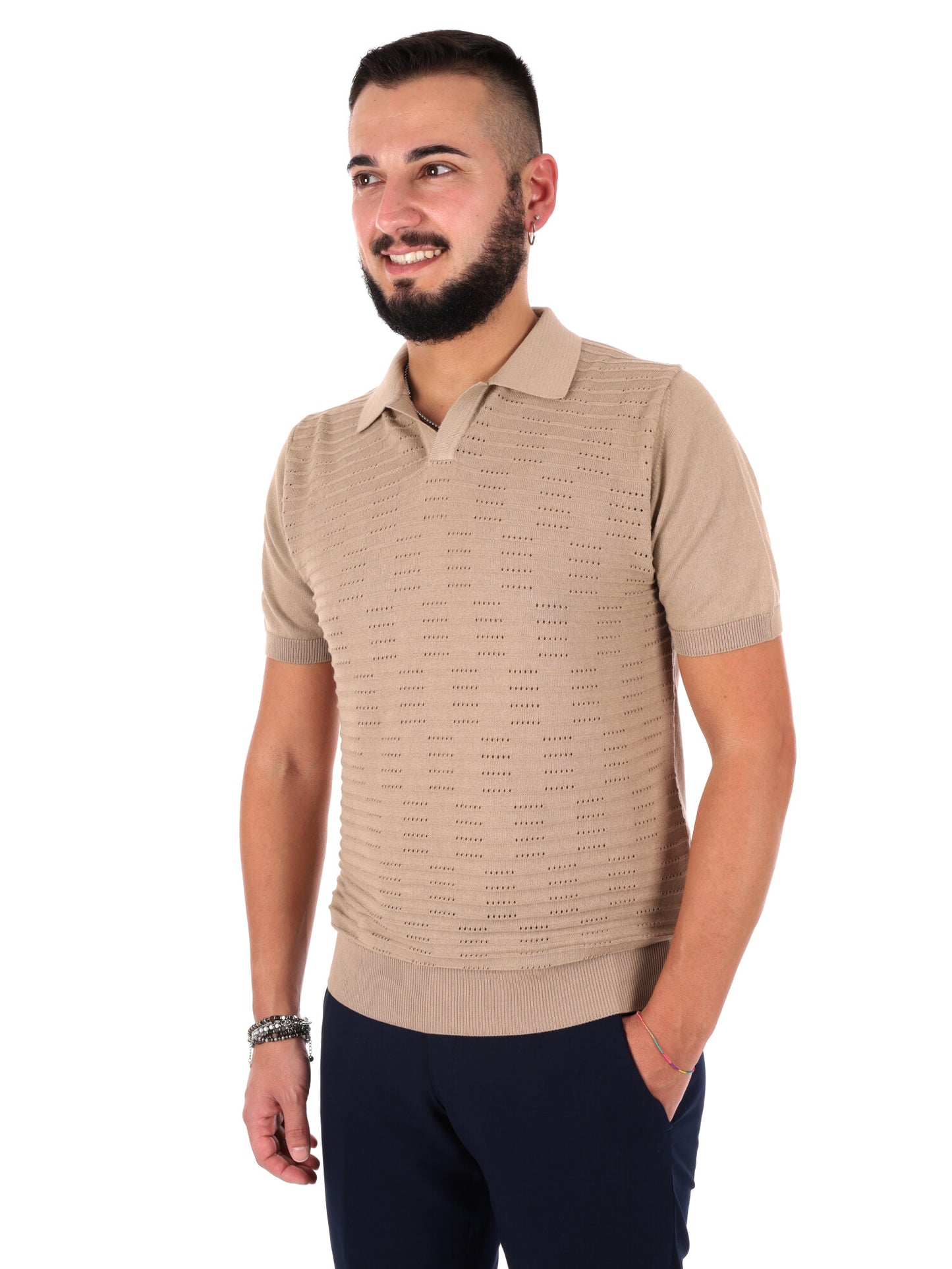 T-shirt casual da uomo FB Avocado beige per primavera estate