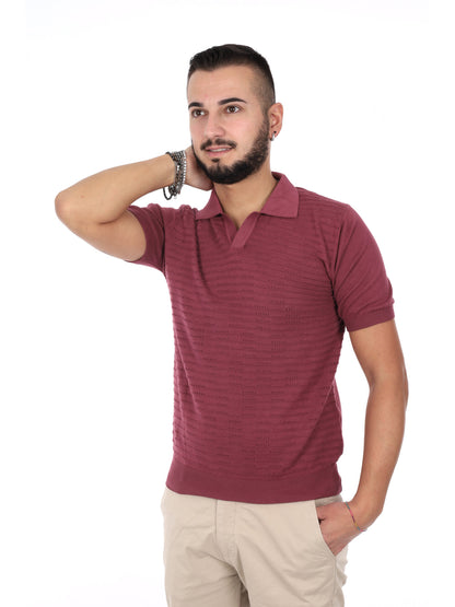 T-shirt Avocado K422 da uomo in bordeaux, stile casual